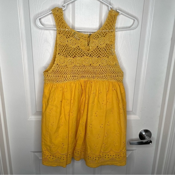Sundance Marbella Floral Crocheted Eyelet Baby Doll Boho Tank Top in Yellow XS - Picture 3 of 11